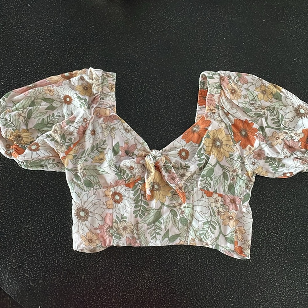 altard state floral tie front crop top